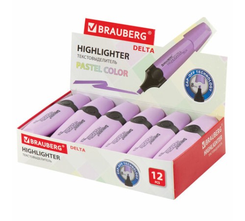 Текстовыделитель BRAUBERG "DELTA PASTEL", ЛАВАНДОВЫЙ, линия 1-5 мм, 151733