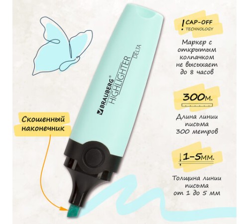Набор текстовыделителей BRAUBERG 4 шт., АССОРТИ, "DELTA PASTEL", линия 1-5 мм, 151735 Набор текстовыделителей BRAUBERG 4 шт., АССОРТИ, "DELTA PASTEL", линия 1-5 мм, 151735