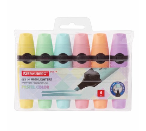 Набор текстовыделителей BRAUBERG 6 шт., АССОРТИ, "DELTA PASTEL", линия 1-5 мм, 151736 Набор текстовыделителей BRAUBERG 6 шт., АССОРТИ, "DELTA PASTEL", линия 1-5 мм, 151736