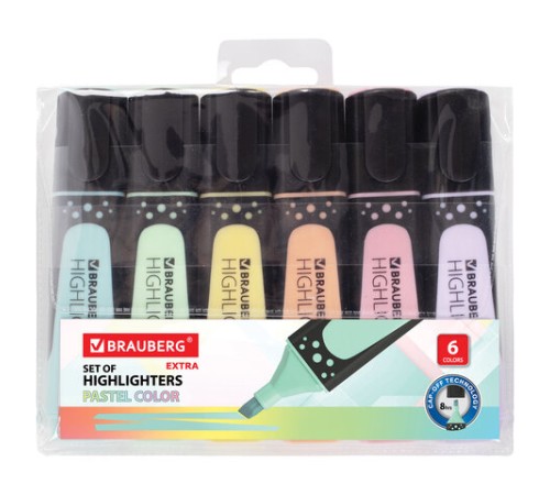 Набор текстовыделителей BRAUBERG 6 шт., АССОРТИ, "EXTRA PASTEL", прорезиненный корпус, линия 1-5 мм, 151757 Набор текстовыделителей BRAUBERG 6 шт., АССОРТИ, "EXTRA PASTEL", прорезиненный корпус, линия 1-5 мм, 151757