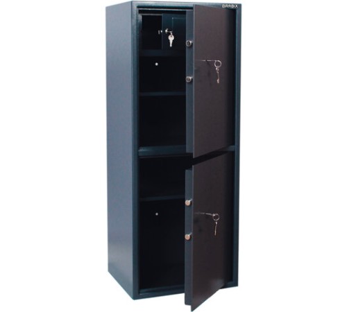 Сейф BRABIX "КМ-1200Т/2", 1200х475х400 мм, 76 кг, 2 отделения, ключевой замок, трейзер, крепление к стене, 291170