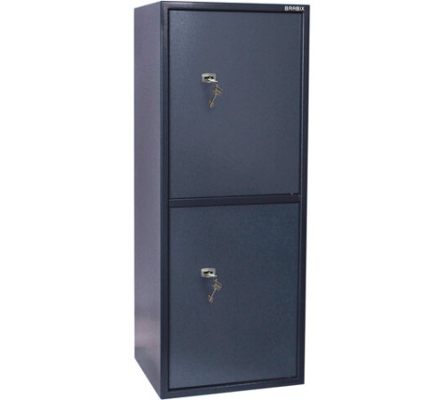 Сейф BRABIX "КМ-1200Т/2", 1200х475х400 мм, 76 кг, 2 отделения, ключевой замок, трейзер, крепление к стене, 291170