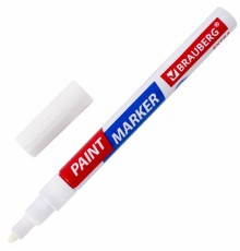 Маркер-краска лаковый EXTRA (paint marker) 2 мм, БЕЛЫЙ, УСИЛЕННАЯ НИТРО-ОСНОВА, BRAUBERG, 151967