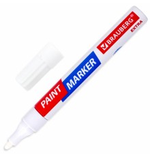 Маркер-краска лаковый EXTRA (paint marker) 4 мм, БЕЛЫЙ, УСИЛЕННАЯ НИТРО-ОСНОВА, BRAUBERG, 151978