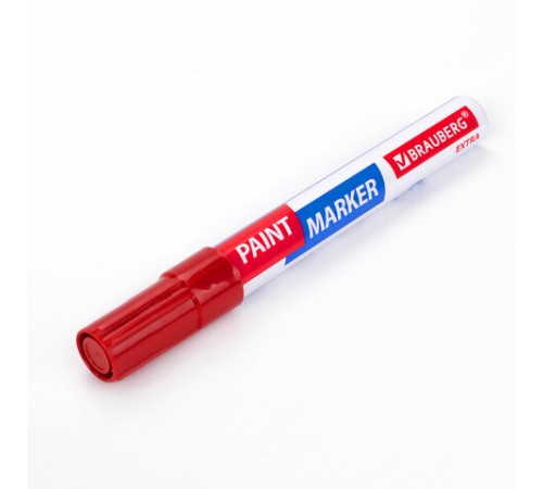 Маркер-краска лаковый EXTRA (paint marker) 4 мм, КРАСНЫЙ, УСИЛЕННАЯ НИТРО-ОСНОВА, BRAUBERG, 151980