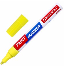 Маркер-краска лаковый EXTRA (paint marker) 4 мм, ЖЕЛТЫЙ, УСИЛЕННАЯ НИТРО-ОСНОВА, BRAUBERG, 151984