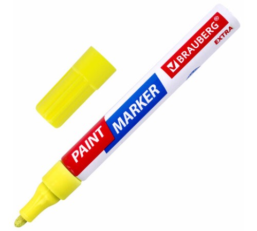 Маркер-краска лаковый EXTRA (paint marker) 4 мм, ЖЕЛТЫЙ, УСИЛЕННАЯ НИТРО-ОСНОВА, BRAUBERG, 151984 Маркер-краска лаковый EXTRA (paint marker) 4 мм, ЖЕЛТЫЙ, УСИЛЕННАЯ НИТРО-ОСНОВА, BRAUBERG, 151984
