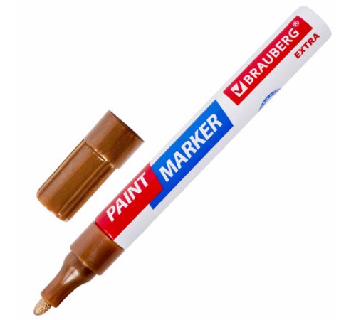 Маркер-краска лаковый EXTRA (paint marker) 4 мм, МЕДНЫЙ, УСИЛЕННАЯ НИТРО-ОСНОВА, BRAUBERG, 151988 Маркер-краска лаковый EXTRA (paint marker) 4 мм, МЕДНЫЙ, УСИЛЕННАЯ НИТРО-ОСНОВА, BRAUBERG, 151988
