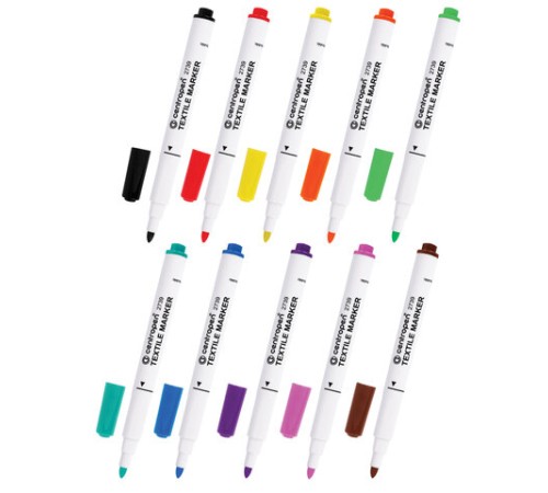 Маркеры для ткани 10 ЦВЕТОВ CENTROPEN "Textile Marker", круглый наконечник, 1,8 мм, 2739/10, 5 2739 1001