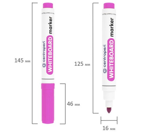 Маркер стираемый для белой доски РОЗОВЫЙ CENTROPEN "Dry-Wipe", круглый наконечник, 2,5 мм, 8559, 5 8559 0103