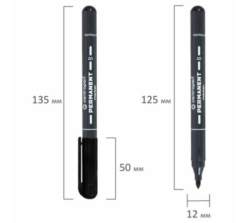 Маркер перманентный CENTROPEN 2836, ЧЕРНЫЙ, круглый наконечник, 2 мм, 6 2836 0012 Маркер перманентный CENTROPEN 2836, ЧЕРНЫЙ, круглый наконечник, 2 мм, 6 2836 0012