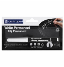 Маркер перманентный БЕЛЫЙ CENTROPEN, круглый наконечник, 1,2 мм, блистер, 2686, 5 2686 6000