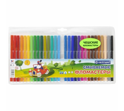 Фломастеры 30 ЦВЕТОВ CENTROPEN "Washable", смываемые, вентилируемый колпачок, 7790/30TP, 7 7790 3085 Фломастеры 30 ЦВЕТОВ CENTROPEN "Washable", смываемые, вентилируемый колпачок, 7790/30TP, 7 7790 3085