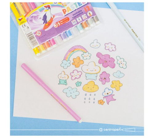 Фломастеры ПАСТЕЛЬНЫЕ 10 ЦВЕТОВ CENTROPEN "Colour World Pastel", смываемые, 7550/10TP, 7 7550 1087