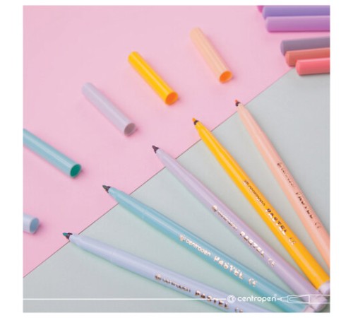 Фломастеры ПАСТЕЛЬНЫЕ 12 ЦВЕТОВ CENTROPEN "Colour World Pastel", смываемые, 7550/12TP, 7 7550 1287