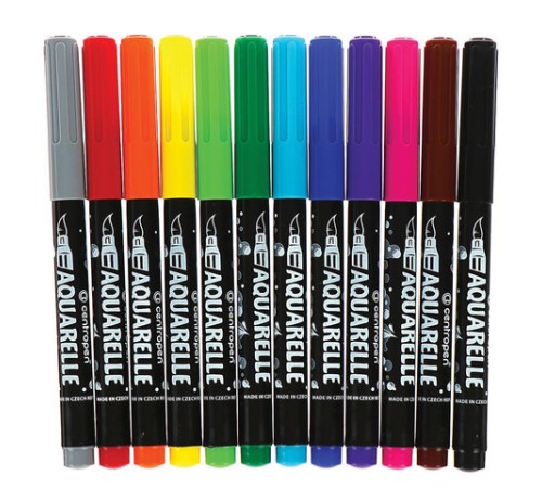 Маркеры-кисти акварельные 12 ЦВЕТОВ CENTROPEN "Aquarelle", линия письма 1-9 мм, 8683/12ET, 6 8683 1201 Маркеры-кисти акварельные 12 ЦВЕТОВ CENTROPEN "Aquarelle", линия письма 1-9 мм, 8683/12ET, 6 8683 1201
