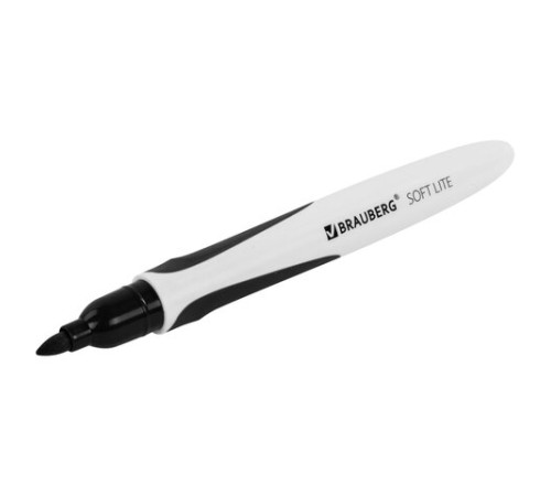 Маркер стираемый для белой доски ЧЕРНЫЙ, BRAUBERG "SOFT LITE", 3 мм, резиновая вставка, 152103