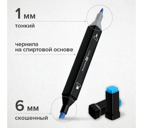Маркеры для скетчинга двусторонние BRAUBERG ART DEBUT "BLACK", НАБОР 24 шт., базовые цвета, 152127