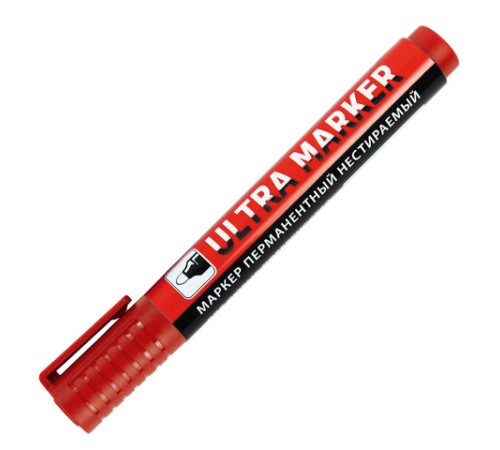 Маркер перманентный ULTRA MARKER, КРАСНЫЙ, 3,5 мм, с клипом, BRAUBERG, 152205 Маркер перманентный ULTRA MARKER, КРАСНЫЙ, 3,5 мм, с клипом, BRAUBERG, 152205