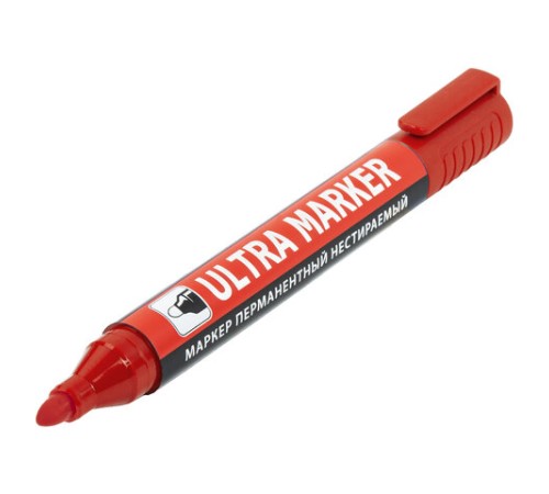 Маркер перманентный ULTRA MARKER, КРАСНЫЙ, 3,5 мм, с клипом, BRAUBERG, 152205 Маркер перманентный ULTRA MARKER, КРАСНЫЙ, 3,5 мм, с клипом, BRAUBERG, 152205