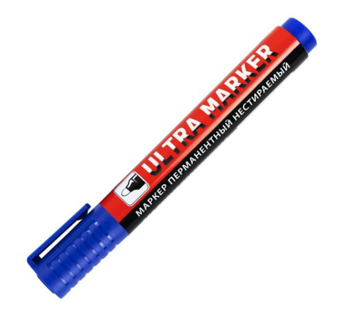 Маркер перманентный ULTRA MARKER, СИНИЙ, 3,5 мм, с клипом, BRAUBERG, 152206 Маркер перманентный ULTRA MARKER, СИНИЙ, 3,5 мм, с клипом, BRAUBERG, 152206