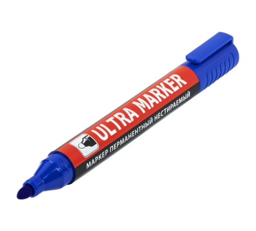 Маркер перманентный ULTRA MARKER, СИНИЙ, 3,5 мм, с клипом, BRAUBERG, 152206 Маркер перманентный ULTRA MARKER, СИНИЙ, 3,5 мм, с клипом, BRAUBERG, 152206