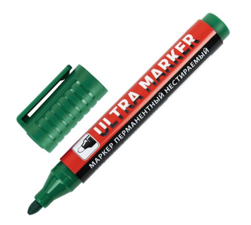 Маркер перманентный ULTRA MARKER, ЗЕЛЕНЫЙ, 3,5 мм, с клипом, BRAUBERG, 152207 Маркер перманентный ULTRA MARKER, ЗЕЛЕНЫЙ, 3,5 мм, с клипом, BRAUBERG, 152207