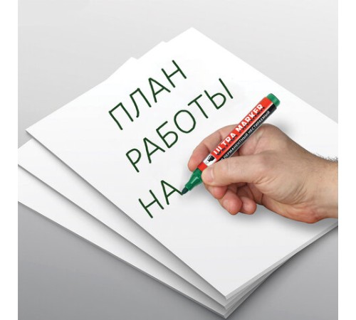 Маркер перманентный ULTRA MARKER, ЗЕЛЕНЫЙ, 3,5 мм, с клипом, BRAUBERG, 152207 Маркер перманентный ULTRA MARKER, ЗЕЛЕНЫЙ, 3,5 мм, с клипом, BRAUBERG, 152207