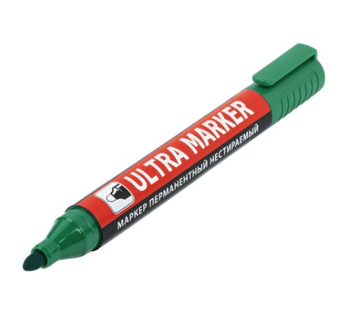 Маркер перманентный ULTRA MARKER, ЗЕЛЕНЫЙ, 3,5 мм, с клипом, BRAUBERG, 152207 Маркер перманентный ULTRA MARKER, ЗЕЛЕНЫЙ, 3,5 мм, с клипом, BRAUBERG, 152207