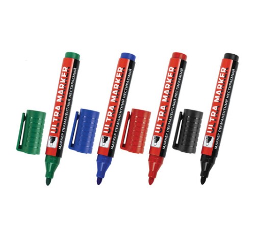 Маркеры перманентные BRAUBERG ULTRA MARKER, НАБОР 4 ЦВЕТА, круглый наконечник 3,5 мм, 152208 Маркеры перманентные BRAUBERG ULTRA MARKER, НАБОР 4 ЦВЕТА, круглый наконечник 3,5 мм, 152208