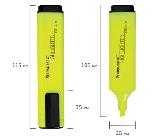 Текстовыделитель BRAUBERG "ORIGINAL NEON", ЖЕЛТЫЙ, линия письма 1-5 мм, 152211 Текстовыделитель BRAUBERG "ORIGINAL NEON", ЖЕЛТЫЙ, линия письма 1-5 мм, 152211