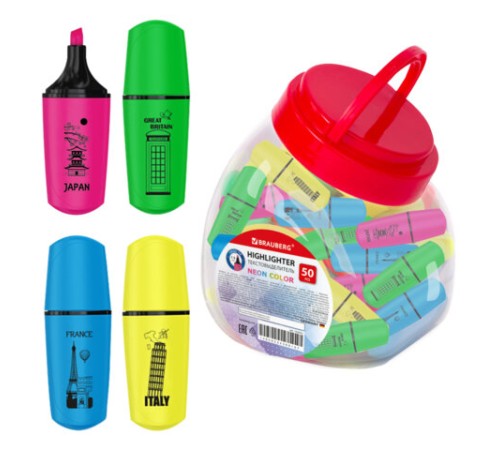 Текстовыделитель мини BRAUBERG "NEON Mini", АССОРТИ В ПЛАСТИКОВОЙ БАНКЕ, линия 1-5 мм, 152431 Текстовыделитель мини BRAUBERG "NEON Mini", АССОРТИ В ПЛАСТИКОВОЙ БАНКЕ, линия 1-5 мм, 152431