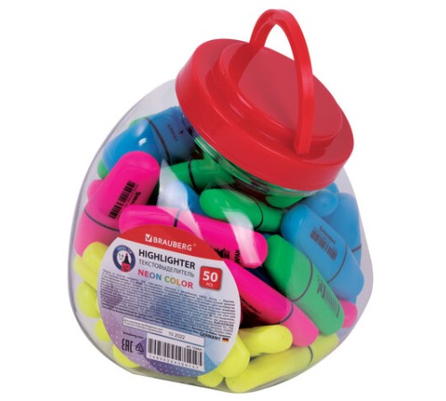 Текстовыделитель мини BRAUBERG "NEON Mini", АССОРТИ В ПЛАСТИКОВОЙ БАНКЕ, линия 1-5 мм, 152431 Текстовыделитель мини BRAUBERG "NEON Mini", АССОРТИ В ПЛАСТИКОВОЙ БАНКЕ, линия 1-5 мм, 152431