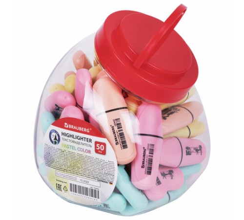 Текстовыделитель мини BRAUBERG "PASTEL Mini", АССОРТИ В ПЛАСТИКОВОЙ БАНКЕ, линия 1-5 мм, 152432 Текстовыделитель мини BRAUBERG "PASTEL Mini", АССОРТИ В ПЛАСТИКОВОЙ БАНКЕ, линия 1-5 мм, 152432
