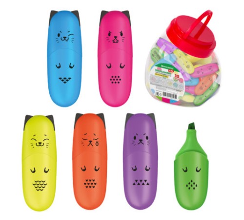 Текстовыделитель мини BRAUBERG KIDS "CUTE CATS NEON", АССОРТИ В ПЛАСТИКОВОЙ БАНКЕ, 1-5 мм, 152433 Текстовыделитель мини BRAUBERG KIDS "CUTE CATS NEON", АССОРТИ В ПЛАСТИКОВОЙ БАНКЕ, 1-5 мм, 152433