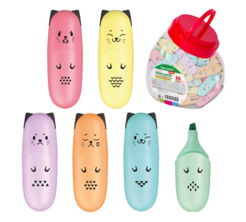 Текстовыделитель мини BRAUBERG KIDS "CUTE CATS PASTEL", АССОРТИ В ПЛАСТИКОВОЙ БАНКЕ, линия 1-5 мм, 152434. Текстовыделитель мини BRAUBERG KIDS "CUTE CATS PASTEL", АССОРТИ В ПЛАСТИКОВОЙ БАНКЕ, линия 1-5 мм, 152434.