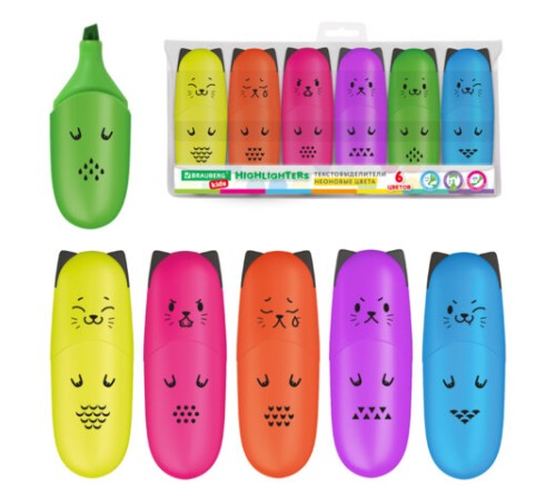 Набор текстовыделителей мини 6 ЦВЕТОВ BRAUBERG KIDS "CUTE CATS NEON", линия 1-5 мм, 152435 Набор текстовыделителей мини 6 ЦВЕТОВ BRAUBERG KIDS "CUTE CATS NEON", линия 1-5 мм, 152435