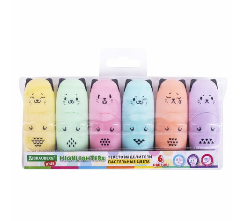 Набор текстовыделителей мини 6 ЦВЕТОВ BRAUBERG KIDS "CUTE CATS PASTEL", линия 1-5 мм, 152436 Набор текстовыделителей мини 6 ЦВЕТОВ BRAUBERG KIDS "CUTE CATS PASTEL", линия 1-5 мм, 152436