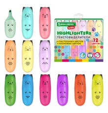 Набор текстовыделителей мини 12 ЦВЕТОВ BRAUBERG KIDS 