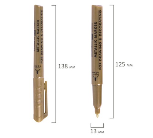 Маркер для декорирования и рисования ЗОЛОТИСТЫЙ BRAUBERG ART METALLIC, линия письма 1-3 мм, 152438 Маркер для декорирования и рисования ЗОЛОТИСТЫЙ BRAUBERG ART METALLIC, линия письма 1-3 мм, 152438