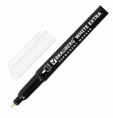 Маркер перманентный BRAUBERG WHITE EXTRA, БЕЛЫЙ, круглый наконечник 3 мм, 152488
