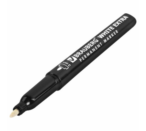 Маркер перманентный BRAUBERG WHITE EXTRA, БЕЛЫЙ, круглый наконечник 3 мм, 152488 Маркер перманентный BRAUBERG WHITE EXTRA, БЕЛЫЙ, круглый наконечник 3 мм, 152488