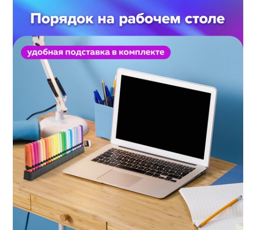 Набор текстовыделителей 24 ЦВЕТА на подставке, BRAUBERG "DELTA", 15 пастельных цветов + 9 неоновых цветов, линия 1-5 мм, 152506
