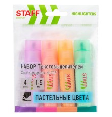 Набор текстовыделителей 4 ПАСТЕЛЬНЫХ ЦВЕТА, STAFF 