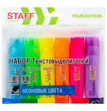 Набор текстовыделителей 6 НЕОНОВЫХ ЦВЕТОВ, STAFF 
