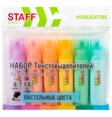 Набор текстовыделителей 6 ПАСТЕЛЬНЫХ ЦВЕТОВ, STAFF 