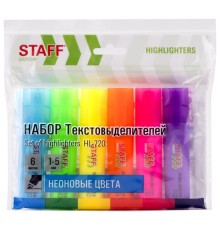 Набор текстовыделителей 6 НЕОНОВЫХ ЦВЕТОВ, STAFF 