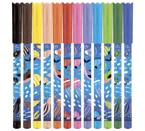 Фломастеры MAPED COLOR'PEPS "Ocean Life", 12 цветов, смываемые, вентилируемый колпачок, 845701 Фломастеры MAPED COLOR'PEPS "Ocean Life", 12 цветов, смываемые, вентилируемый колпачок, 845701