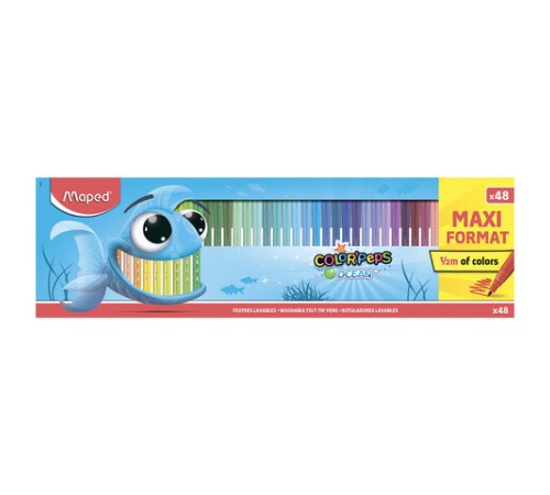 Фломастеры MAPED COLOR'PEPS "Ocean", 48 цветов, смываемые, вентилируемый колпачок, 845727 Фломастеры MAPED COLOR'PEPS "Ocean", 48 цветов, смываемые, вентилируемый колпачок, 845727