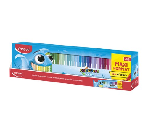 Фломастеры MAPED COLOR'PEPS "Ocean", 48 цветов, смываемые, вентилируемый колпачок, 845727 Фломастеры MAPED COLOR'PEPS "Ocean", 48 цветов, смываемые, вентилируемый колпачок, 845727